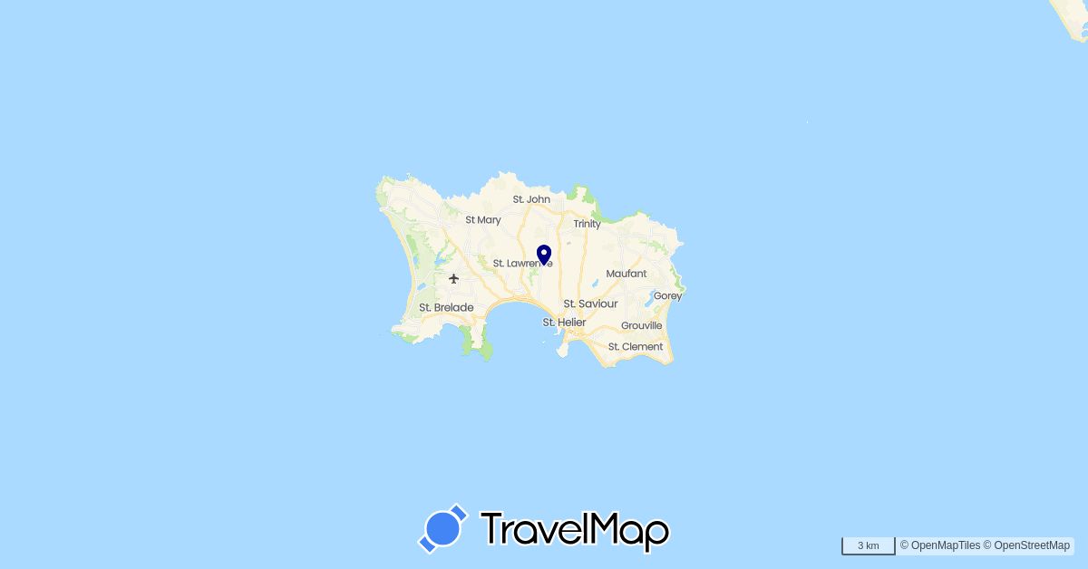 TravelMap itinerary: driving in Jersey (Europe)